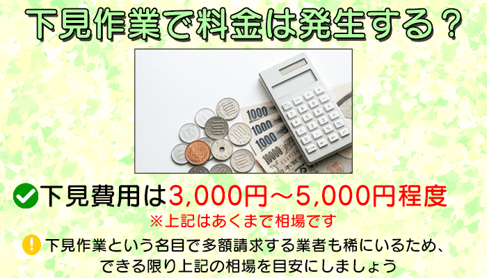 下見作業で料金は発生する?
