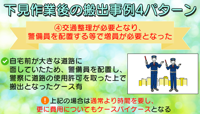 交通整理が必要となり、警備員を配置する等で増員が必要となった