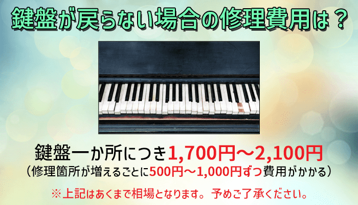 鍵盤が戻らない場合の修理費用は?