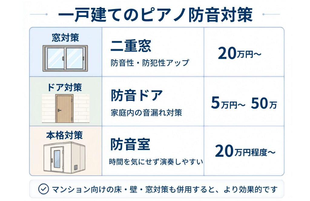 一戸建てのピアノ防音対策と費用の目安一覧