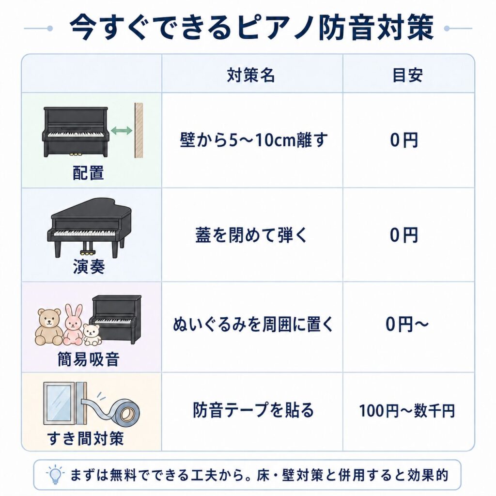 壁から離す、蓋を閉めるなど今すぐできるピアノ防音対策